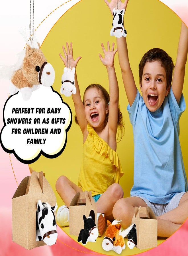 Flahard 48 Pcs Horse Party Favors Include 24 Mini Stuffed Horse Animals Toys Plush Horse Animals and 24 Foldable Boxes for Adopt a Horse Party Favors Farm Party Goodie Bag Fillers - Image 2